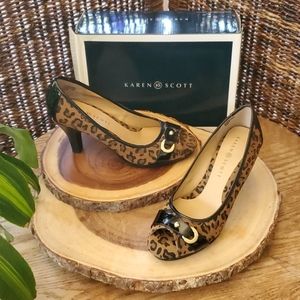 Karen Scott Peep Toe Leopard 🍒Pinup Style Pumps🖤